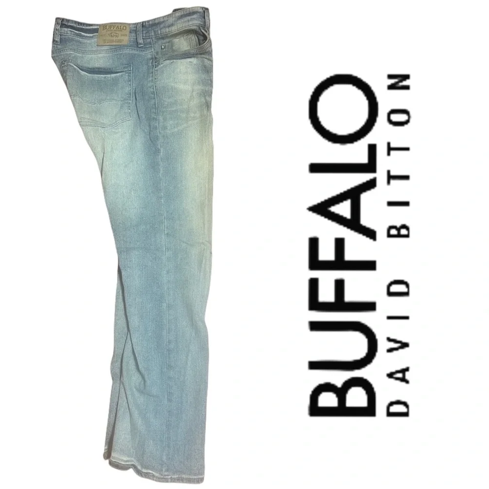 ‘RARE” Buffalo David Bitton Light Blue Men's Jeans 34/32 - Picture 2 of 9